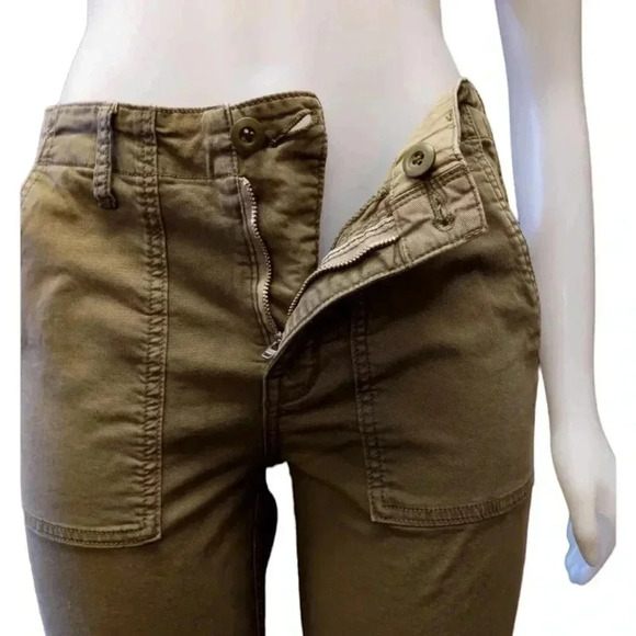 Velvet By Graham &  Spencer Khaki Green Raw Hem Straight Leg Size 4 - Picture 5 of 10